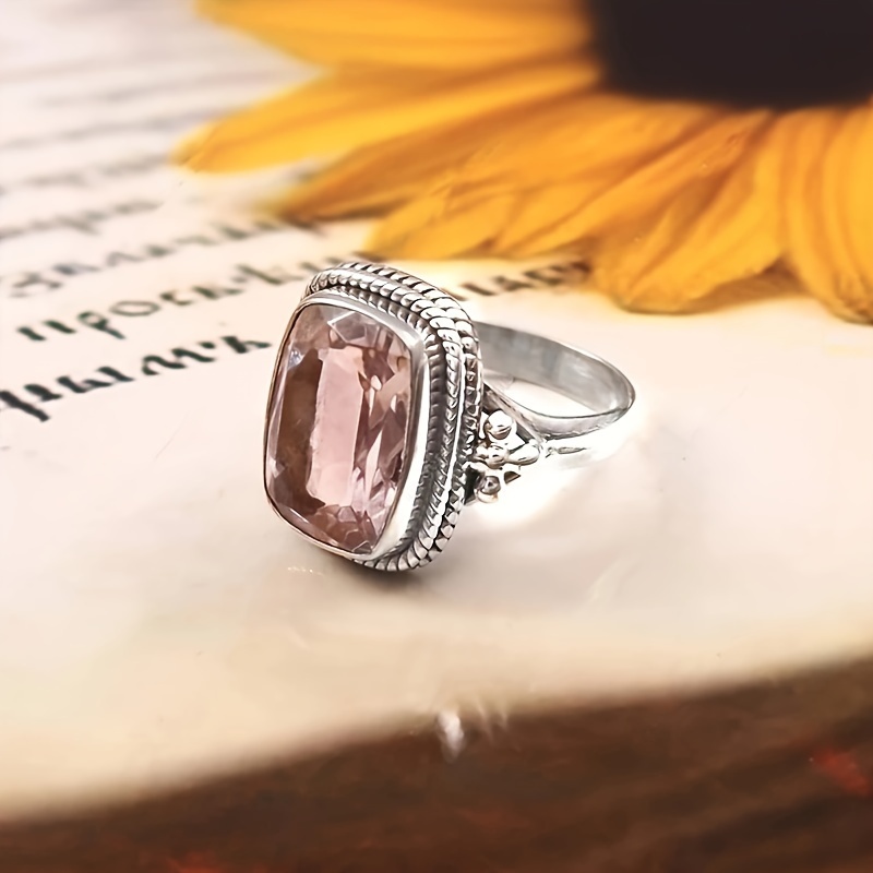 Retro CZ Rectangular Ring for Women